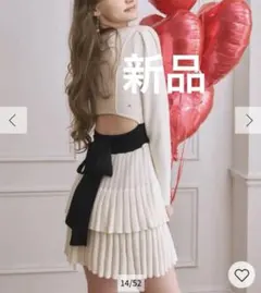 【新品】リップサービス ジュエルティアード フレアワンピース アイボリーのサムネイル
