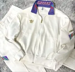 adidas セットアップ ホワイト トラックジャケット デサント ロゴ刺繍