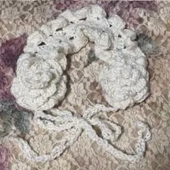 ヘッドドレス イヤーマフ ホワイト ハンドメイド 薔薇
