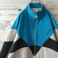希少☆80s アディダス 刺繍 スウェット トラックジャケット L マルチカラー