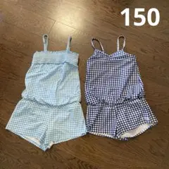 女児水着　150 ワンピース　短パン風水着　ガールズ水着