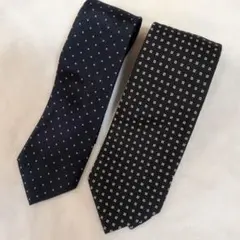 ネクタイ2本セット 黒 水玉模様