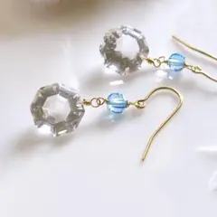 宝石質！ブルージルコン2連フープピアス/イヤリング 宝石質！ブルージルコン2連フープピアス/イヤリング - メルカリ