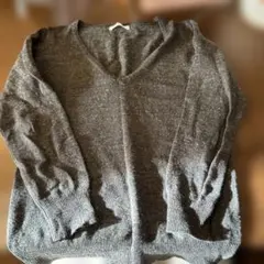 【最終値下】LOWRYSFARM 薄手ニット Vネック 濃グレー Lサイズ