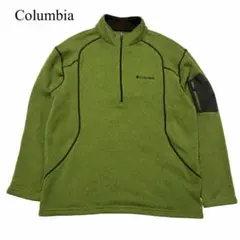 Columbiaコロンビア フリース ハーフジップ XL 緑 刺繍ロゴ長袖