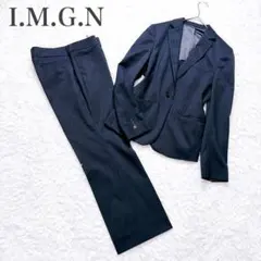 極美品 I.M.G.N スーツ ウォッシャブル ストレッチ ネイビー ストライプのサムネイル