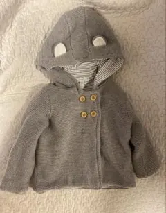 JoJoMamanBebe ベアフーディカーディガンMarlGrey 6-12m