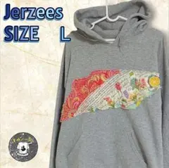 に*ゅ様 アメリカ古着Jerzees ジャージーズグレー フラワー柄 パーカーのサムネイル