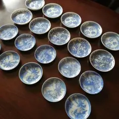 伊万里　染付小皿　4種20枚　10.5〜20cm　明治〜大正期