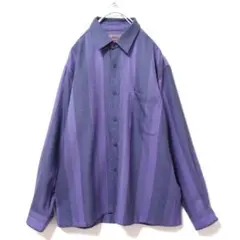 長袖　シャツ　メンズ　古着　L　紫　ウール　MONSIEUR SUNMARUKA