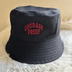 【美品】WEGO バケットハット 黒 刺繍ロゴ フリーサイズ(57cm)