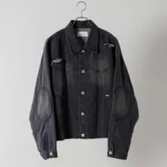 【Soerte】 Distressed cut-off denim jacket