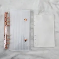 シール帳 A6 透明リフィル 10枚 シール台紙 バインダー ローズゴールド