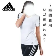 adidas スポーツTシャツ　ランニングシャツ　ホワイト Vネック ヨガ