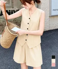 ベストショートパンツセットアップ