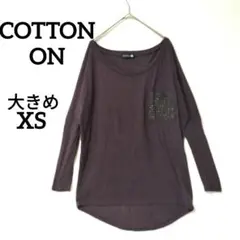 COTTON ON 【XS】スタッズ パープル長袖Tシャツ 海外サイズ　大きめ