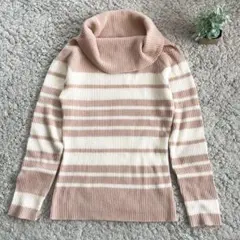 【FUN】ランダムボーダータートルネックリブニット セーター
