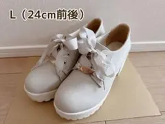 LIZLISA リズリサ　厚底スニーカー　靴紐リボン　 グレー　L 24.0cm