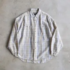 90s PROTEST デザインポケット リネン チェックシャツ ヴィンテージ