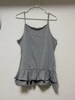 しまむら　裾フリルキャミワンピース　ドット柄　グレーのサムネイル