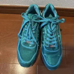 ターコイズ スパンコールカジュアル スニーカー