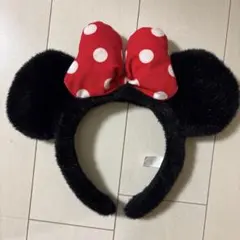 ミニーマウス 耳カチューシャ 赤いリボン付き