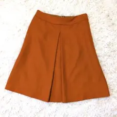 NATURAL BEAUTY BASIC オレンジ 膝丈　フレアスカート L