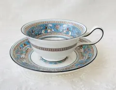 ウェッジウッド フロレンティーン ターコイズ ピオニー 黒壺 C&S 美品 1客