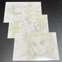 煉獄杏寿郎　竈門炭治郎　竈門禰豆子　原画　線画　ポストカード　鬼滅の刃
