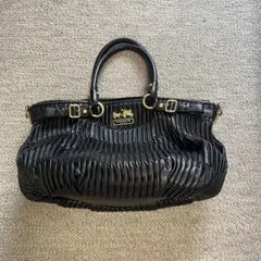 COACH コーチ マディソン ギャザードレザーハンドバッグ黒ブラック18620