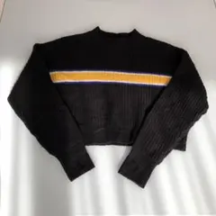 FOREVER 21 黒 クロップドセーター ストライプ