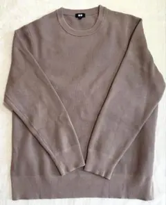 UNIQLO ウォッシャブルミラノリブクルーネックセーター ベージュXL メンズ