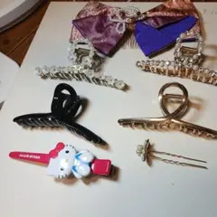 未使用ヘアクリップ 7点セット パール装飾、和服に合うリボン1点