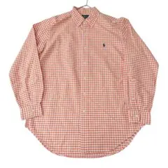 ぱ*だ様 ラルフローレン L相当 オレンジ ギンガムチェック BD長袖シャツ