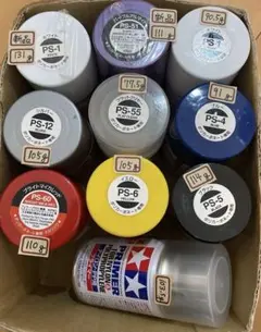 タミヤポリカーボネート スプレー塗料10本セット（2本新品未開封、8本開封済み）のサムネイル