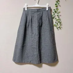 フレアスカート 【L】グレー ウール ツイード ヘリンボーン ひざ丈 きれいめ