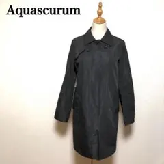 Aquascutum アクアスキュータム ステンカラーコート ８S ブラック 黒