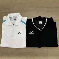 Mizuno 長袖Vネック & YONEX 半袖シャツ セット　メンズ用　L