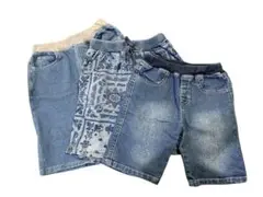 子供服ボトムス デニムハーフパンツ3枚セットまとめ売り 110cm