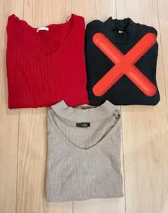 GU アベイル リブ編み Vネックセーター 2点セット M
