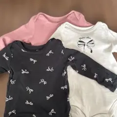 【H&M 】ボディースーツ ロンパース3枚組 リボン柄