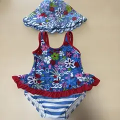 FLAP HAPY 花柄ベビー水着と帽子セット90cm