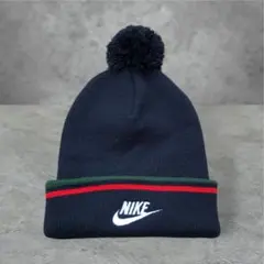【00s】NIKE ビーニー　ボンボンニット帽　刺繍ロゴ　vintage Y2K