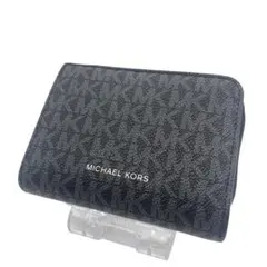 【未使用級】 マイケルコース 二つ折り財布 L字ファスナー MK柄 ブラック