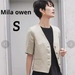 美品 ミラオーウェン 半袖 ジャケット ジャケット ベージュ リネン 麻