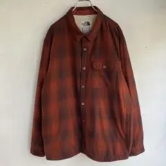 THE NORTH FACE 内ボアシャツ チェックシャツ 古着 アウトドア 赤