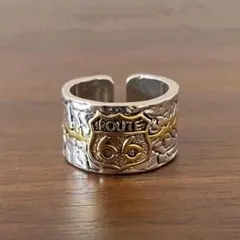 シルバー 太幅リング 19号 メンズ アメカジ風 指輪 ルート66 ストリート