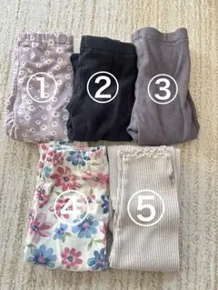 ベビー服 女の子 薄手 レギンス 長ズボン 5点セット まとめ売り 90 100
