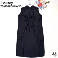 上品✨Ballsey キュプラ ノースリーブロングワンピース 黒 38 光沢
