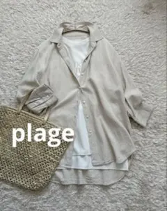 美品】プラージュ ドレープアサミディスリーブシャツ リネン混